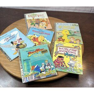 Lot of 6 Little Golden Books Vintage Children's Picture Hardcover Disney Flaws